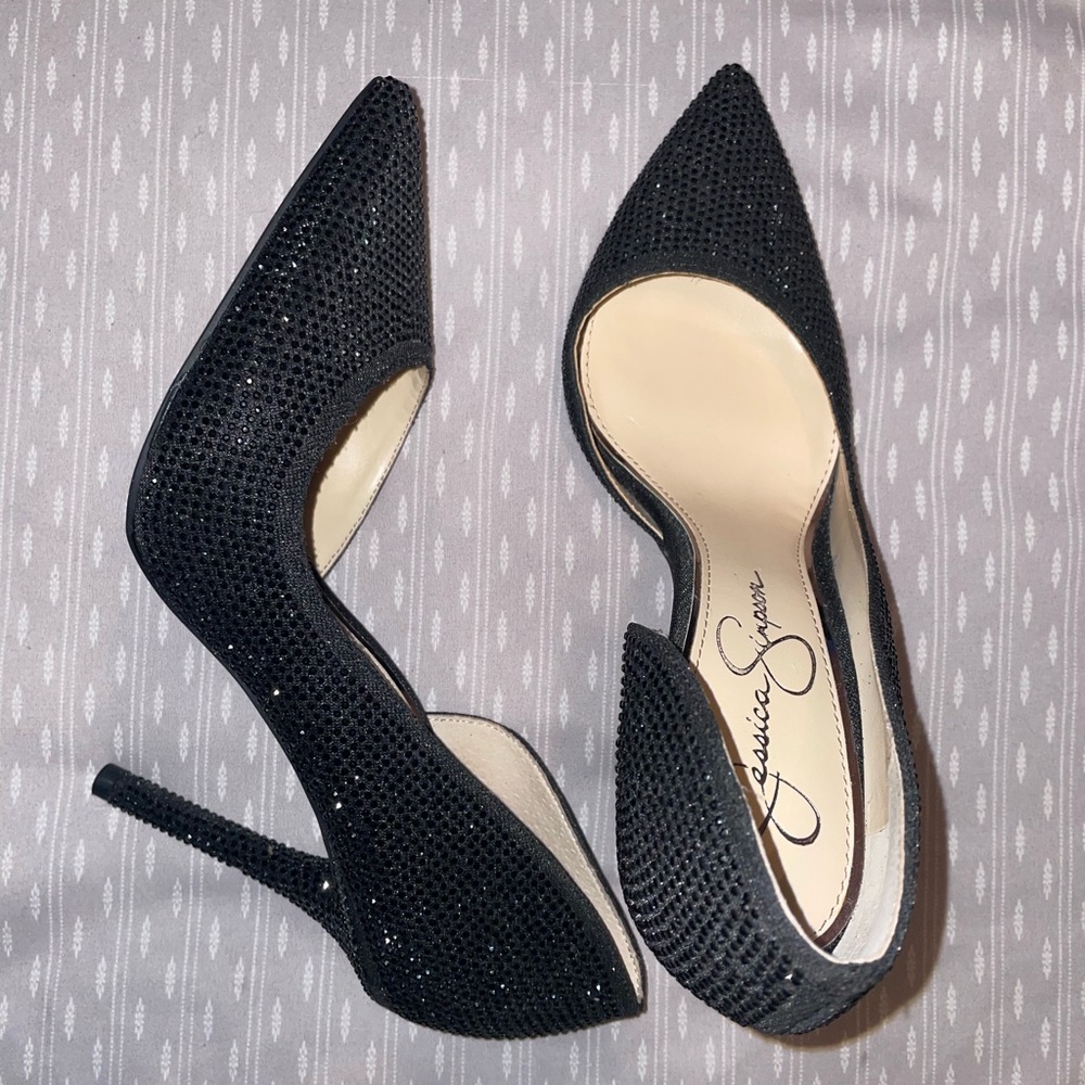 Jessica Simpson Lucina Black Rhinestone Pumps